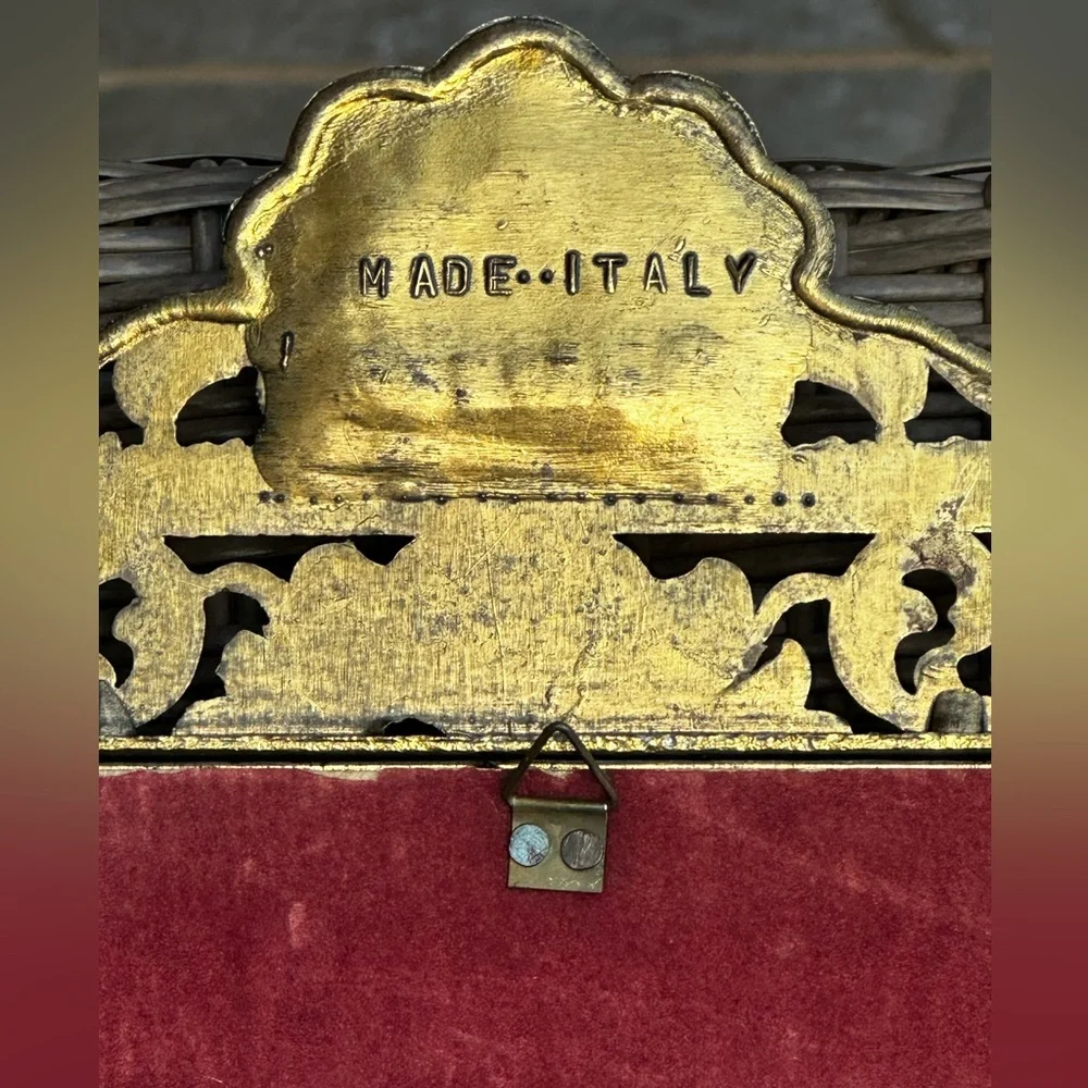 Antique brass Ornate Frame huge scroll work made Italy Picture Frame Red Velvet